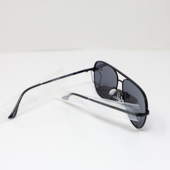 NEW Quay High Key Metal Wire Frame Polarized Lenses Black Sunglasses